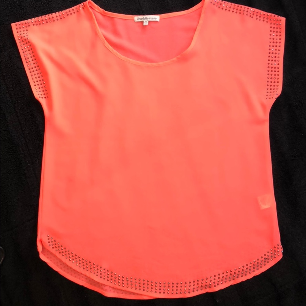 Neon pink blouse